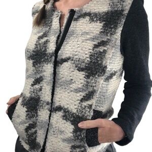 Dolan Anthropologie Black & Ivory women’s full zip Sweater Cardigan Large